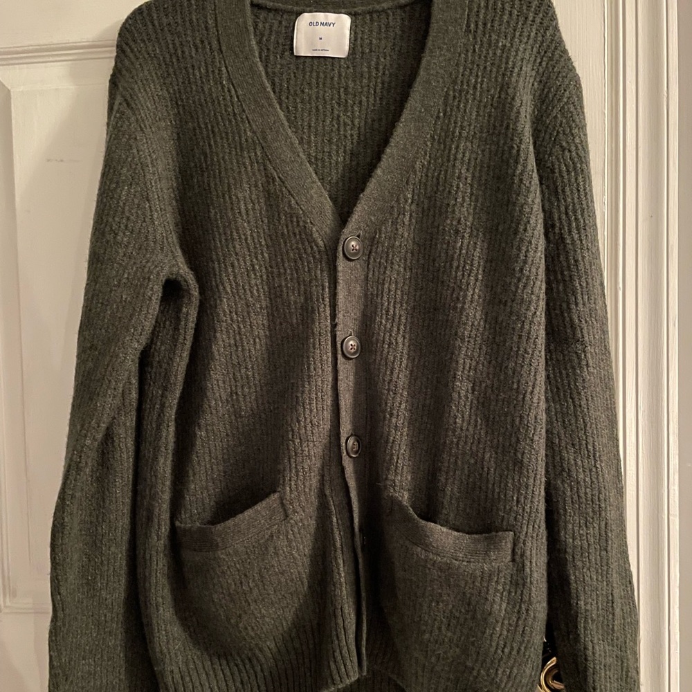 Men’s Hunter green button cardigan. Size medium. Old Navy.